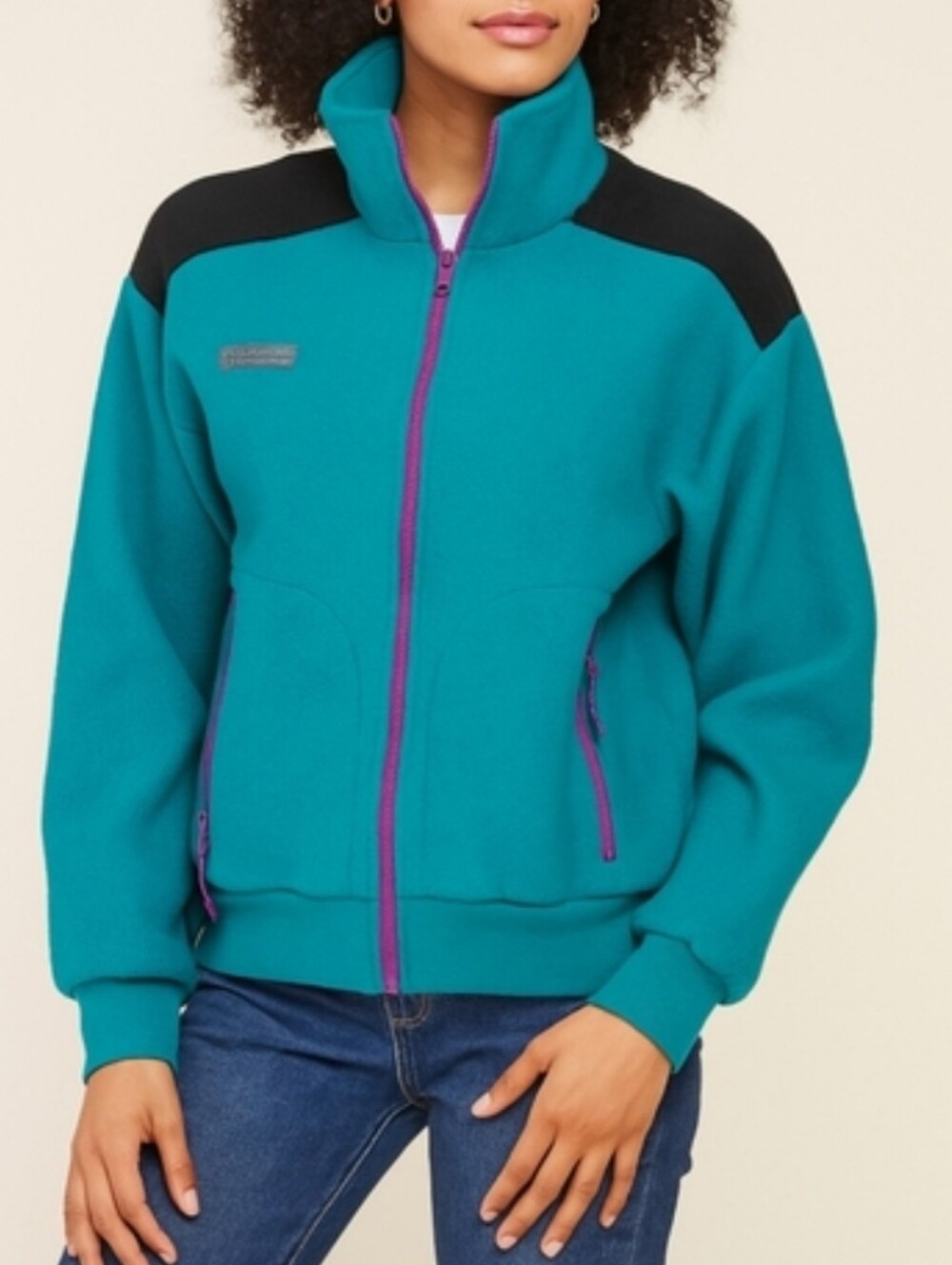 Vintage 1990s Columbia Womens Radial Sleeve Full Zip Blue Fleece Jacket Size M